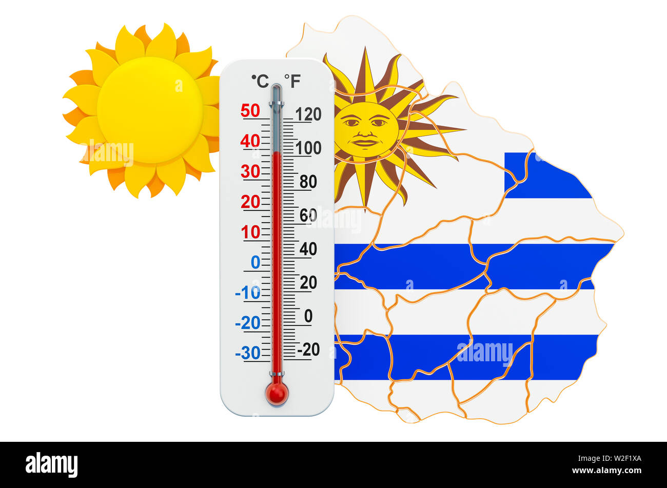 Calore in Uruguay concetto. 3D rendering isolati su sfondo bianco Foto Stock