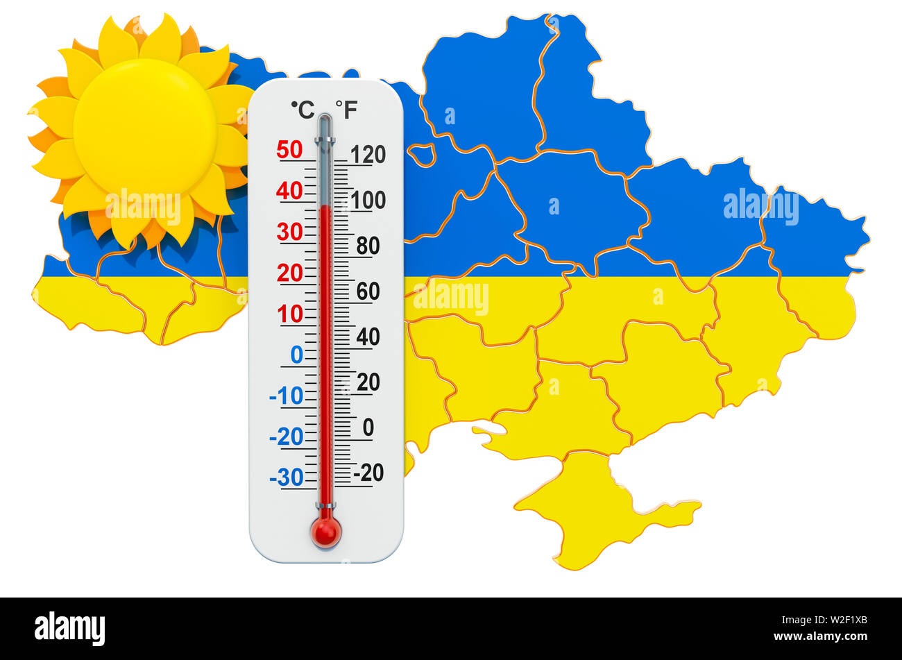 Calore in Ucraina concetto. 3D rendering isolati su sfondo bianco Foto Stock