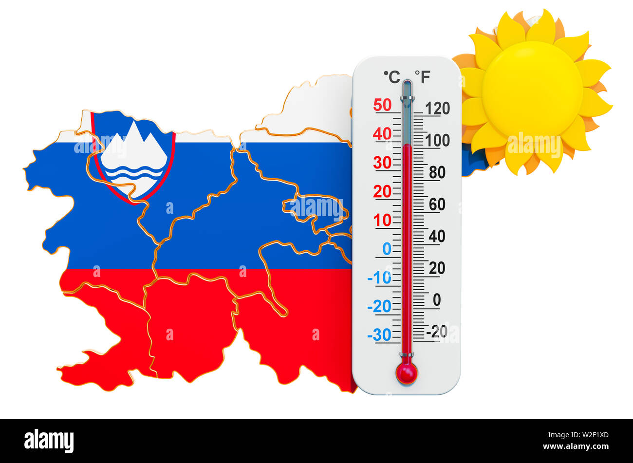 Calore in Slovenia concetto. 3D rendering isolati su sfondo bianco Foto Stock