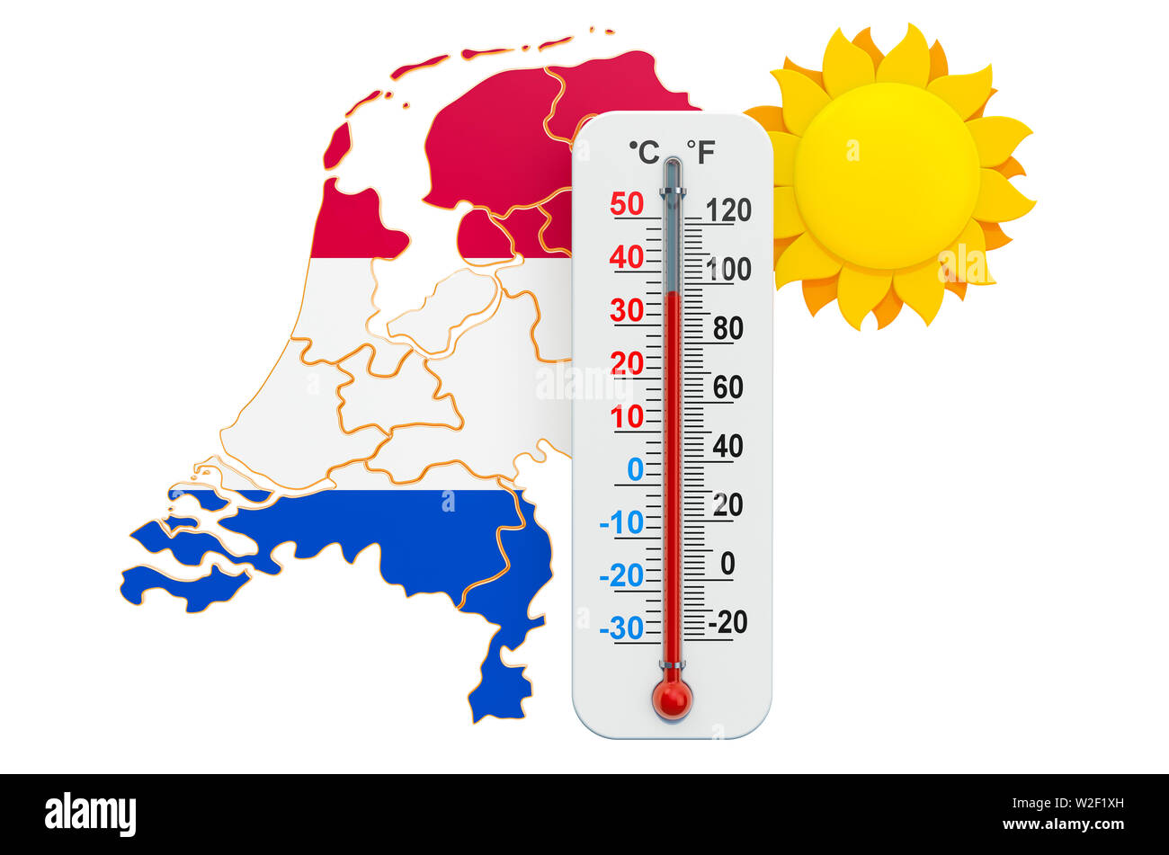 Il calore nei Paesi Bassi concetto. 3D rendering isolati su sfondo bianco Foto Stock