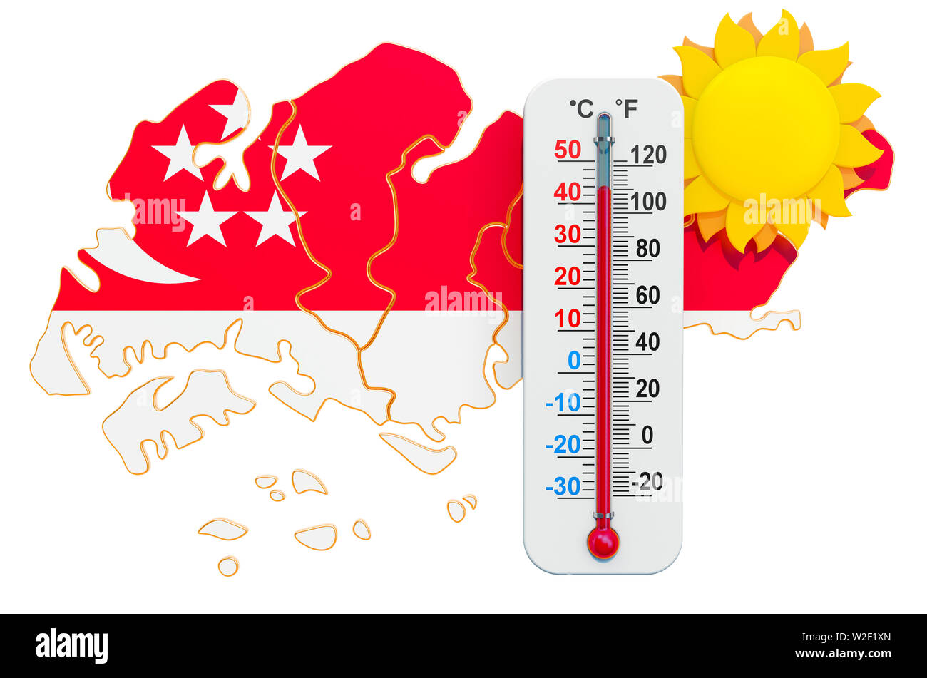 Il calore nel concetto di Singapore. 3D rendering isolati su sfondo bianco Foto Stock