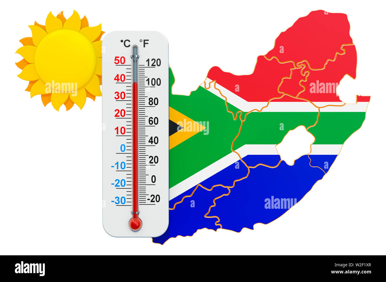 Calore in Sud Africa concetto. 3D rendering isolati su sfondo bianco Foto Stock