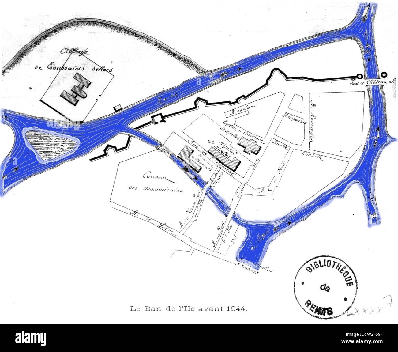 Chalons abbaye toussaint avant 1544 chateau St Antoine. Foto Stock