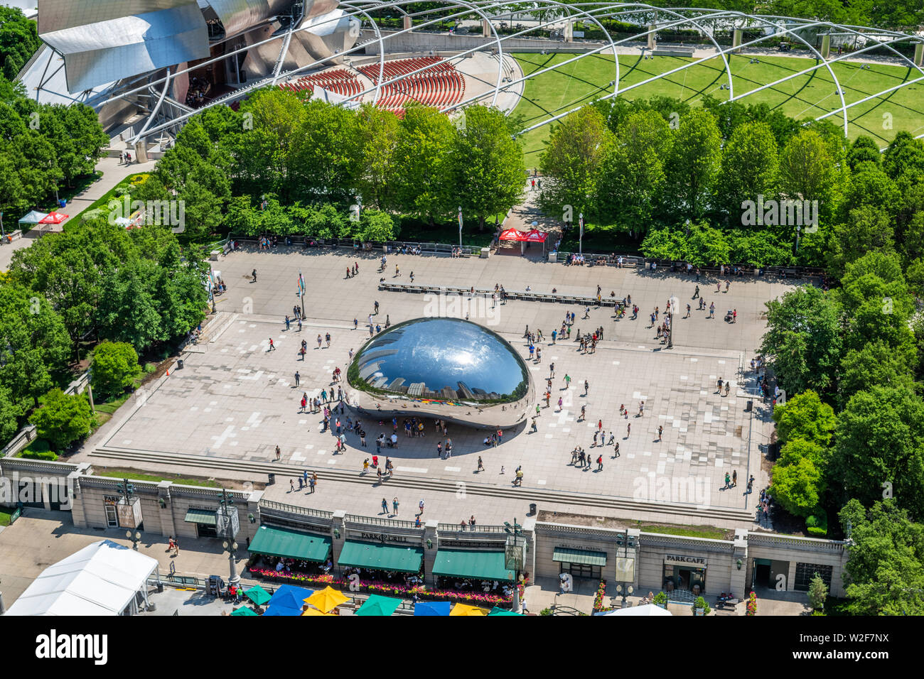Vista aerea del Cloud Gate al Millennium Park Foto Stock