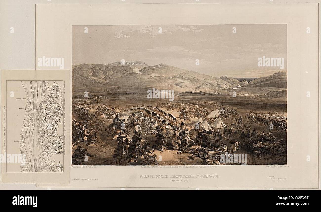 Carica della cavalleria pesante brigata, XXV Octr. 1854 - W. Simpson del. ; E. Walker lith. Foto Stock