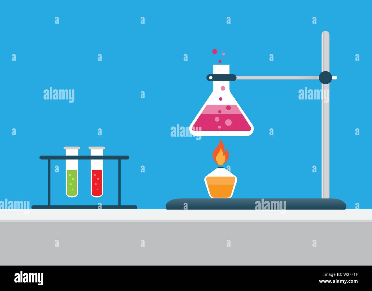Laboratorio chimico. Nel laboratorio di scienze, centro di ricerca. Illustrazione Vettoriale