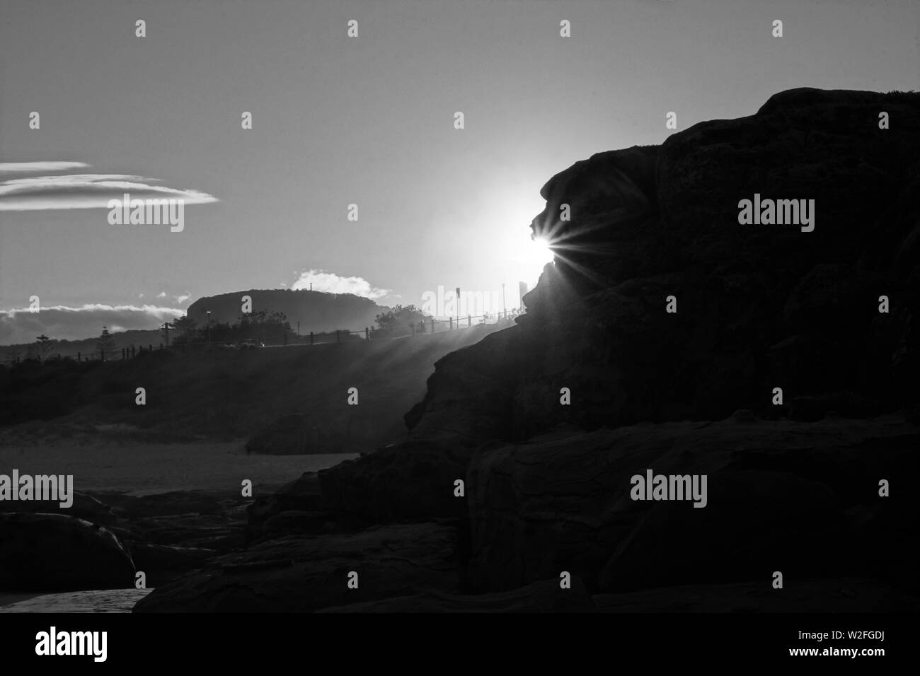 Tramonto in bianco e nero Foto Stock