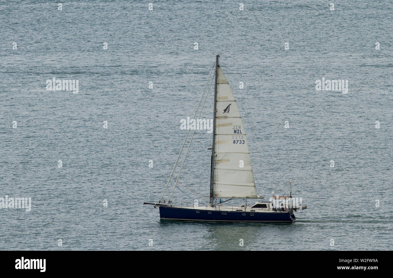 Barche a vela presso il lungomare di Auckland, Nuova Zelanda Foto Stock