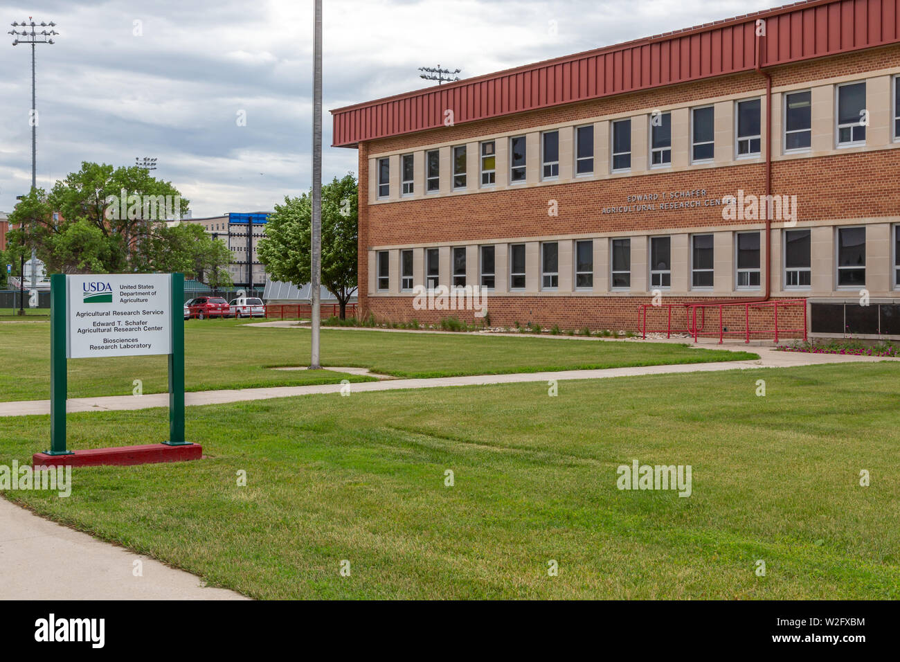 A Fargo, ND/STATI UNITI D'America - 27 giugno 2019: USDA Biosciences Ricerca Laboratorio sul campus di dell Università dello Stato del North Dakota. Foto Stock