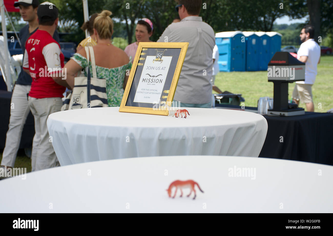 Tabella setup al quartiere Polo Cup match in Washington DC Giugno 2019 Foto Stock