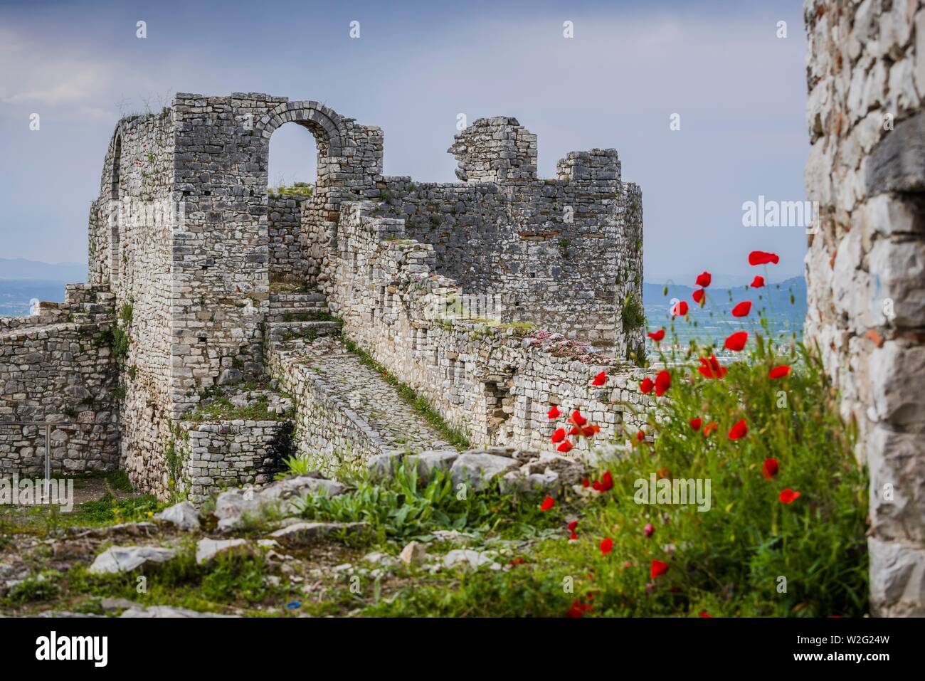 Le rovine del castello di Berat, Kalaja Castello, Albania Foto Stock