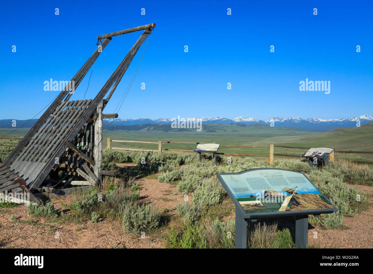 Chioschi a foro grande pass che descrive la storia dei ranch del foro grande valle vicino a Jackson, montana Foto Stock