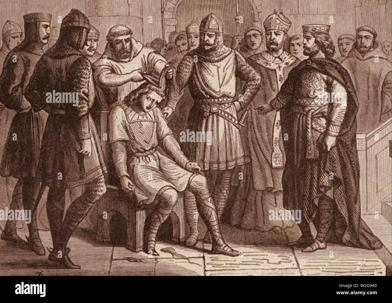 Childéric III déposé par Pépin le BREF. Foto Stock