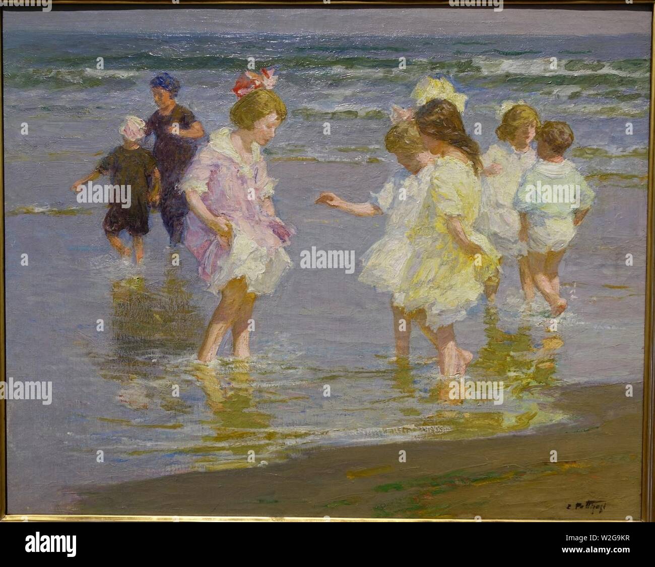 Bambini trampolieri da Edward Henry Potthast, c. 1920, olio su tela - Foto Stock