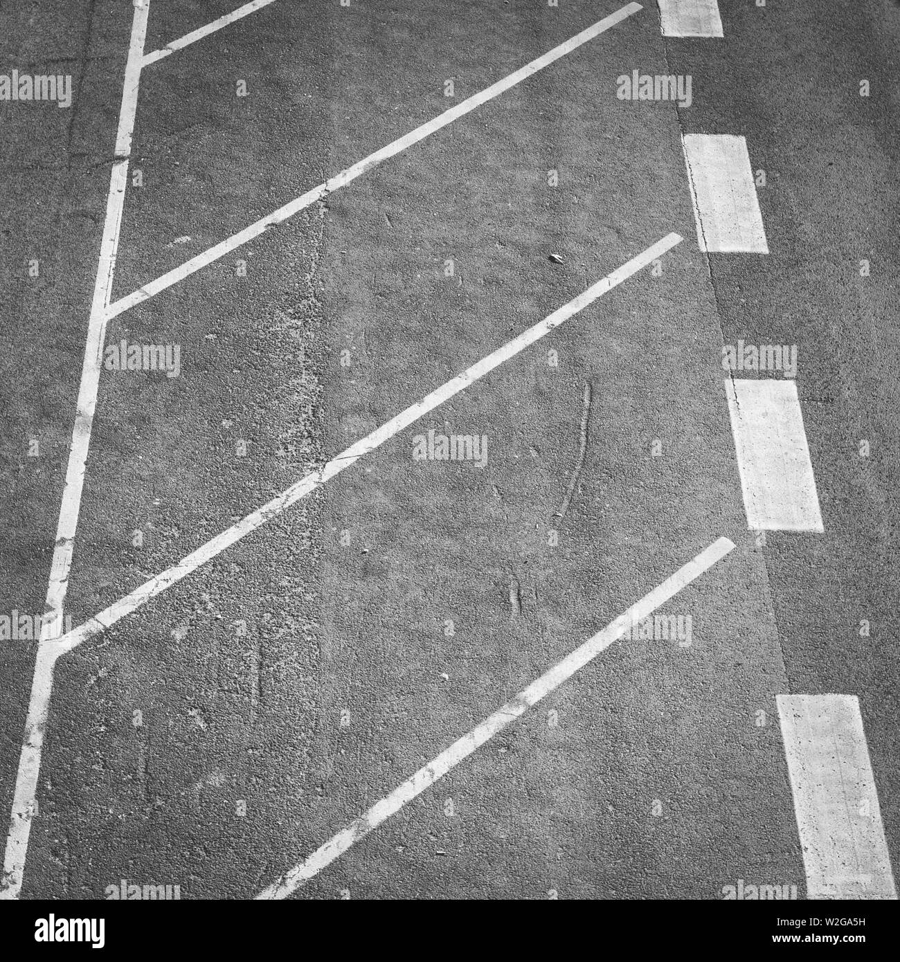 Linee bianche per il parcheggio Foto Stock