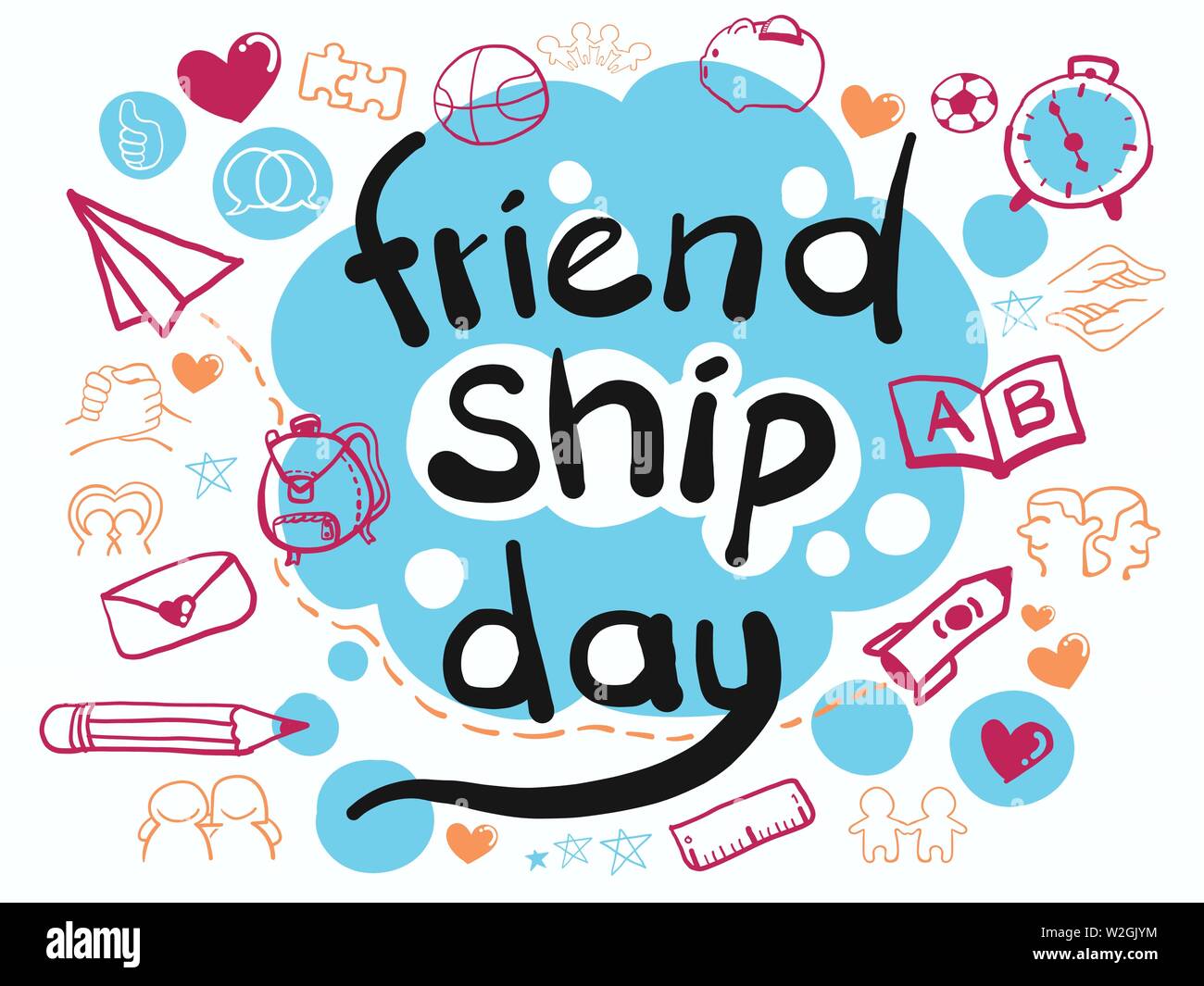 Amicizia giorno scarabocchio. Illustrazione Vettoriale. Illustrazione Vettoriale
