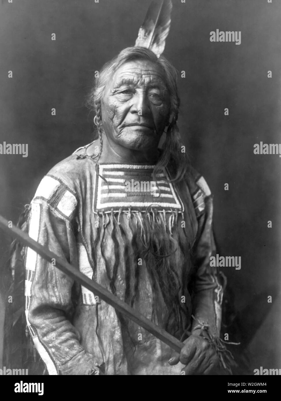 Edward S. Curtis nativi indiani americani - Seduta Elk--Apsaroke ca. 1908 Foto Stock