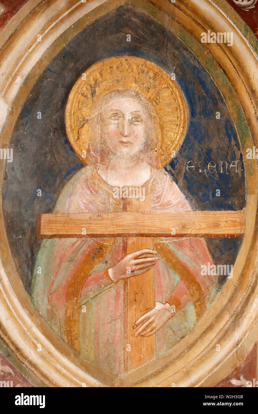Chiesa degli Eremitani. Saint Helena. Pittura murale. Padova. L'Italia. Foto Stock