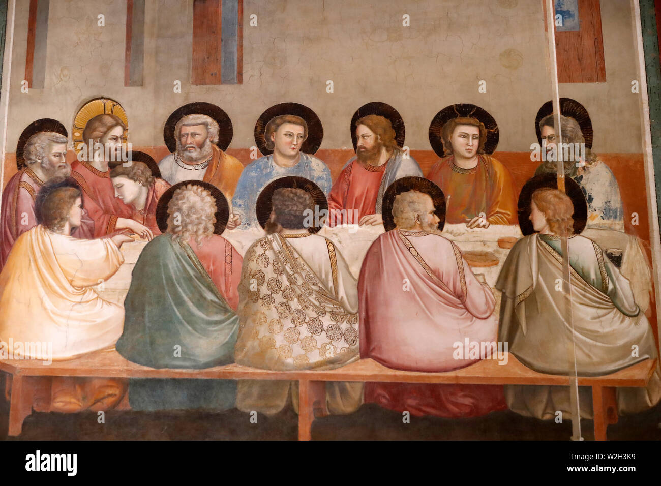 L'ultima Cena Di Gesù Con Gli Apostoli La Cappella degli Scrovegni. Affresco di Giotto, 14 ° secolo. L'Ultima
