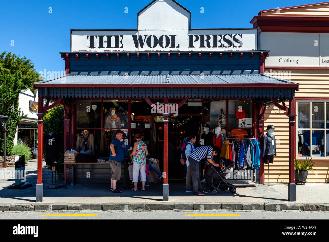 La Lana premere il negozio di abbigliamento, Arrowtown, Regione di Otago, Isola del Sud, Nuova Zelanda Foto Stock