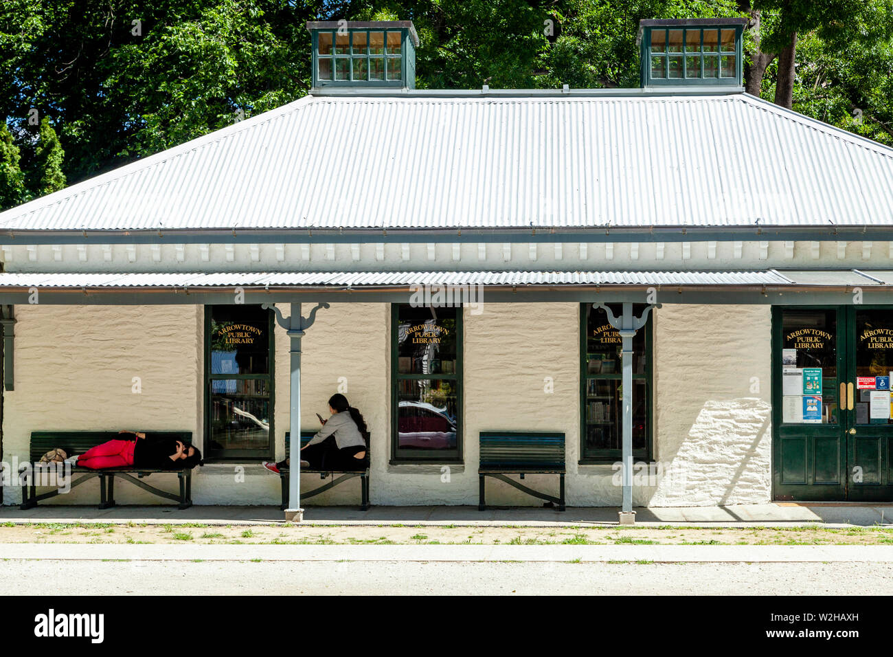 Arrowtown biblioteca pubblica, Arrowtown, Regione di Otago, Isola del Sud, Nuova Zelanda Foto Stock