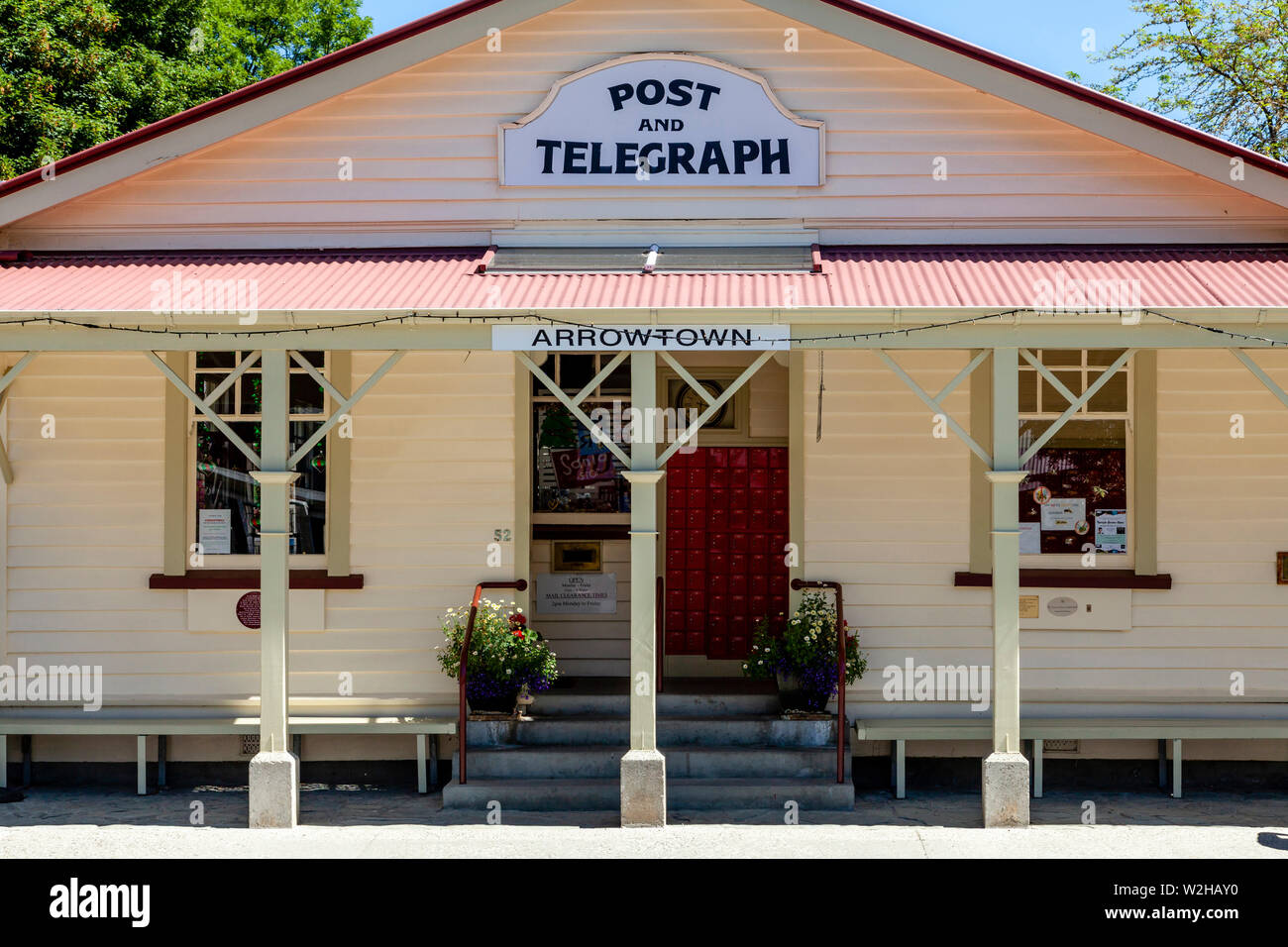 Il Post e telegrafo edificio, Arrowtown, Regione di Otago, Isola del Sud, Nuova Zelanda Foto Stock