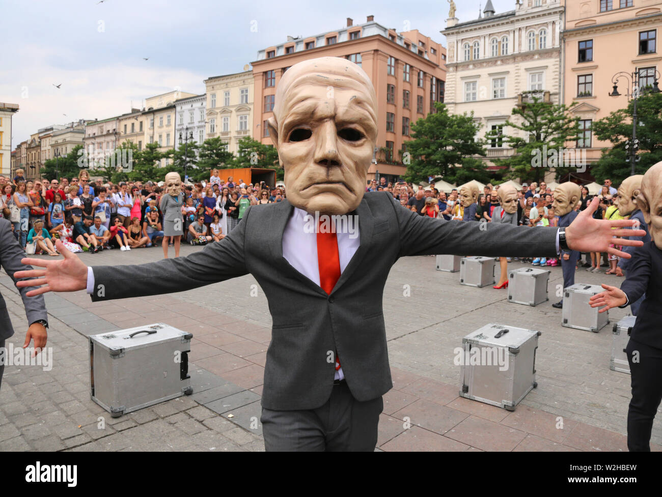 Cracovia. Cracovia. La Polonia. Teatro di strada FestivaI. International evento annuale incontro di street artisti. Foto Stock