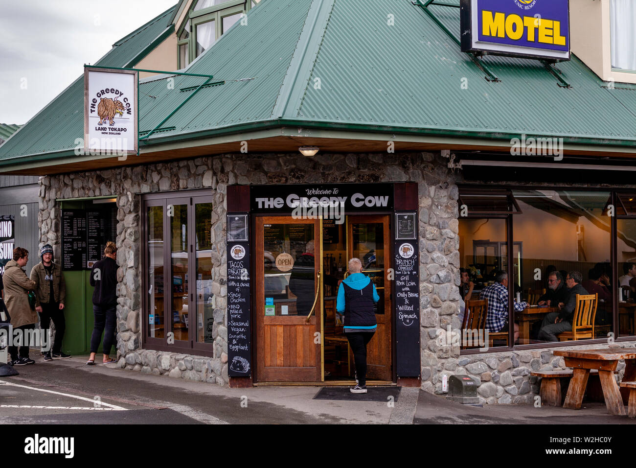 La mucca golosa Cafe, Tekapo, Mackenzie Regione, Isola del Sud, Nuova Zelanda Foto Stock