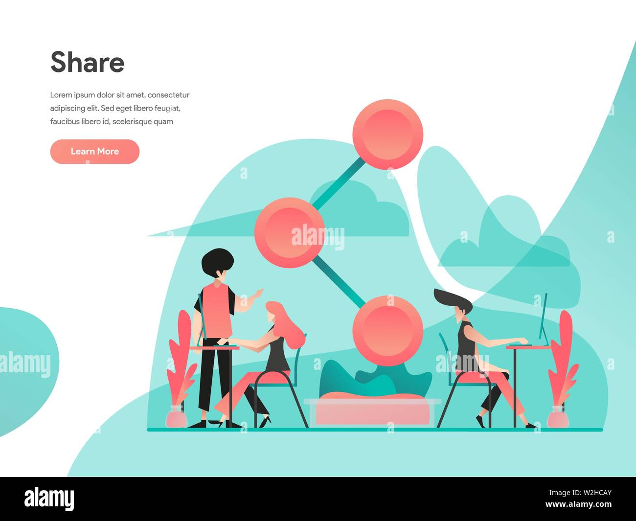 Condividi illustrazione del concetto. Appartamento moderno concetto di design della pagina web design per il sito web e il sito web mobile.illustrazione vettoriale EPS 10 Illustrazione Vettoriale
