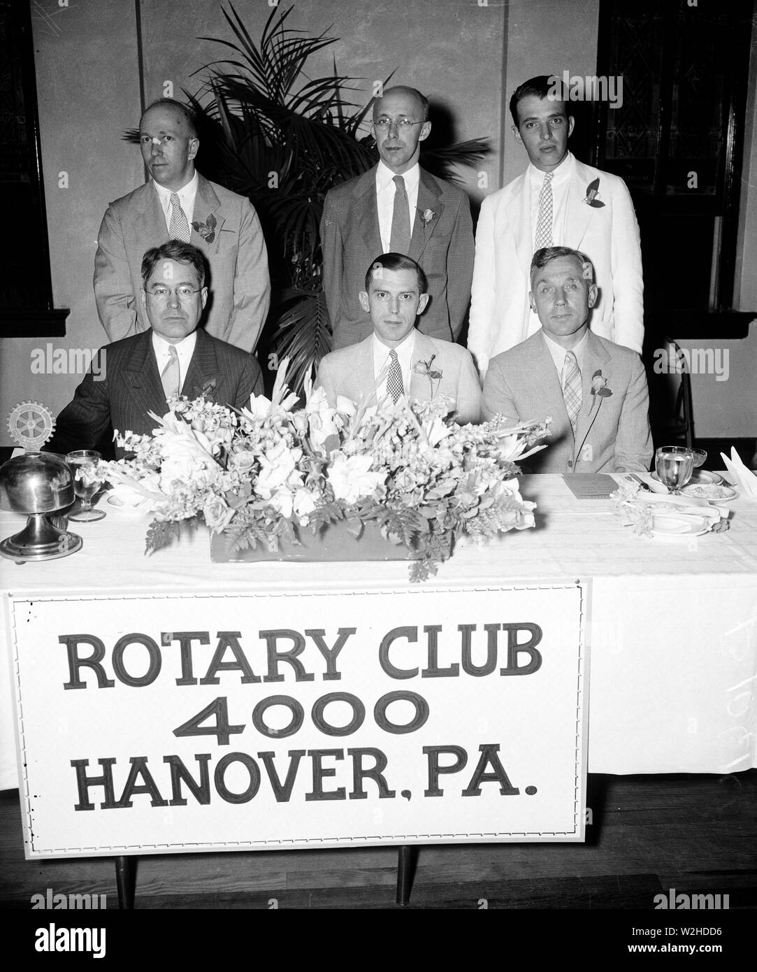 Gli uomini del Rotary Club 4000 Hannover, Pa. pongono per la fotografia di ca. 1936 Foto Stock