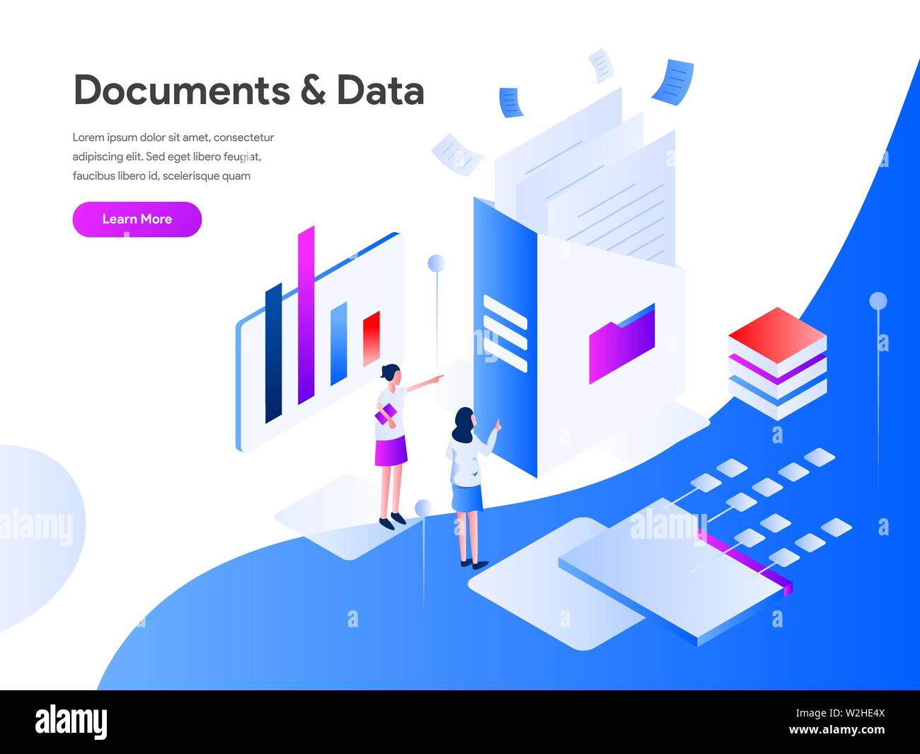 Documenti e Dati illustrazione isometrica concetto. Appartamento moderno concetto di design della pagina web design per il sito web e il sito web mobile.illustrazione vettoriale EP Illustrazione Vettoriale