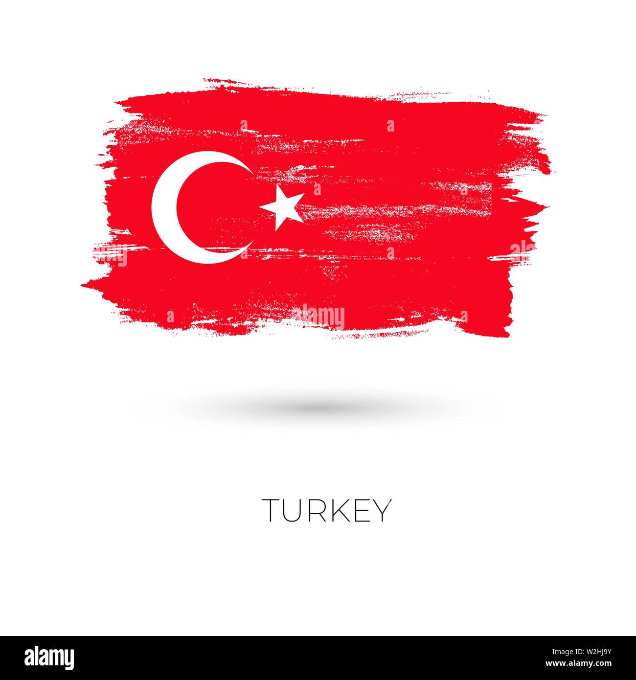La Turchia colorato i tratti di pennello dipinte paese nazionale icona bandiera. Dipinto di texture. Illustrazione Vettoriale