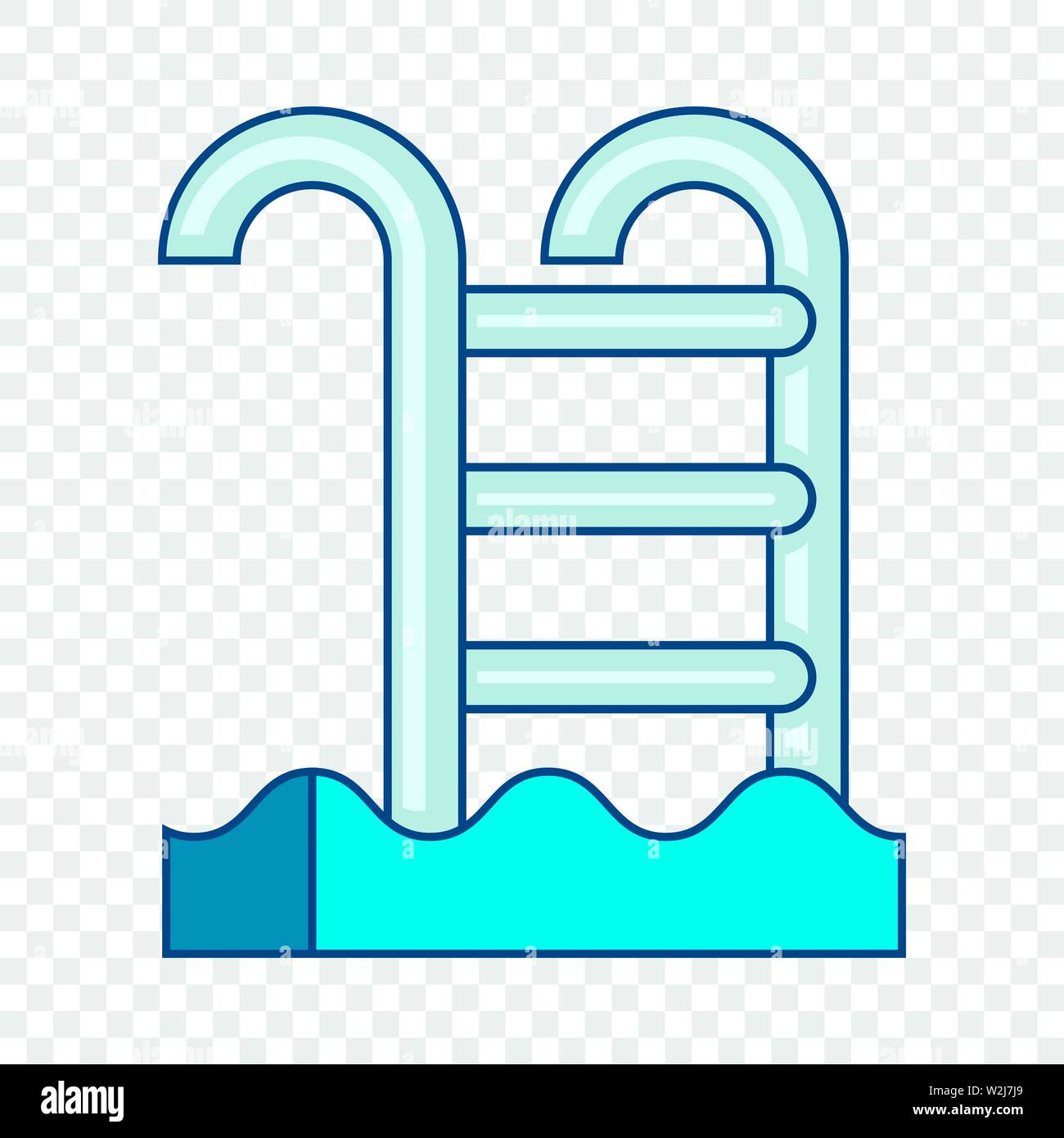 Piscina con scale icona, stile cartoon Illustrazione Vettoriale