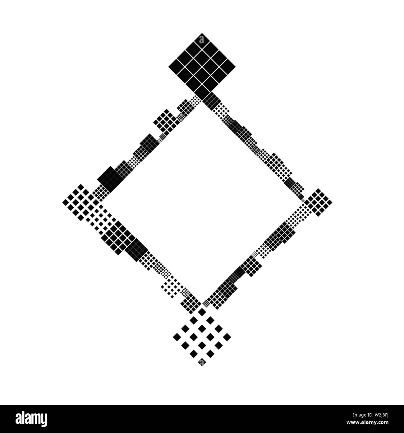 Diagonale geometrica quadrata telaio badge - monocromatico grafico vettoriale con uno spazio vuoto al centro Illustrazione Vettoriale