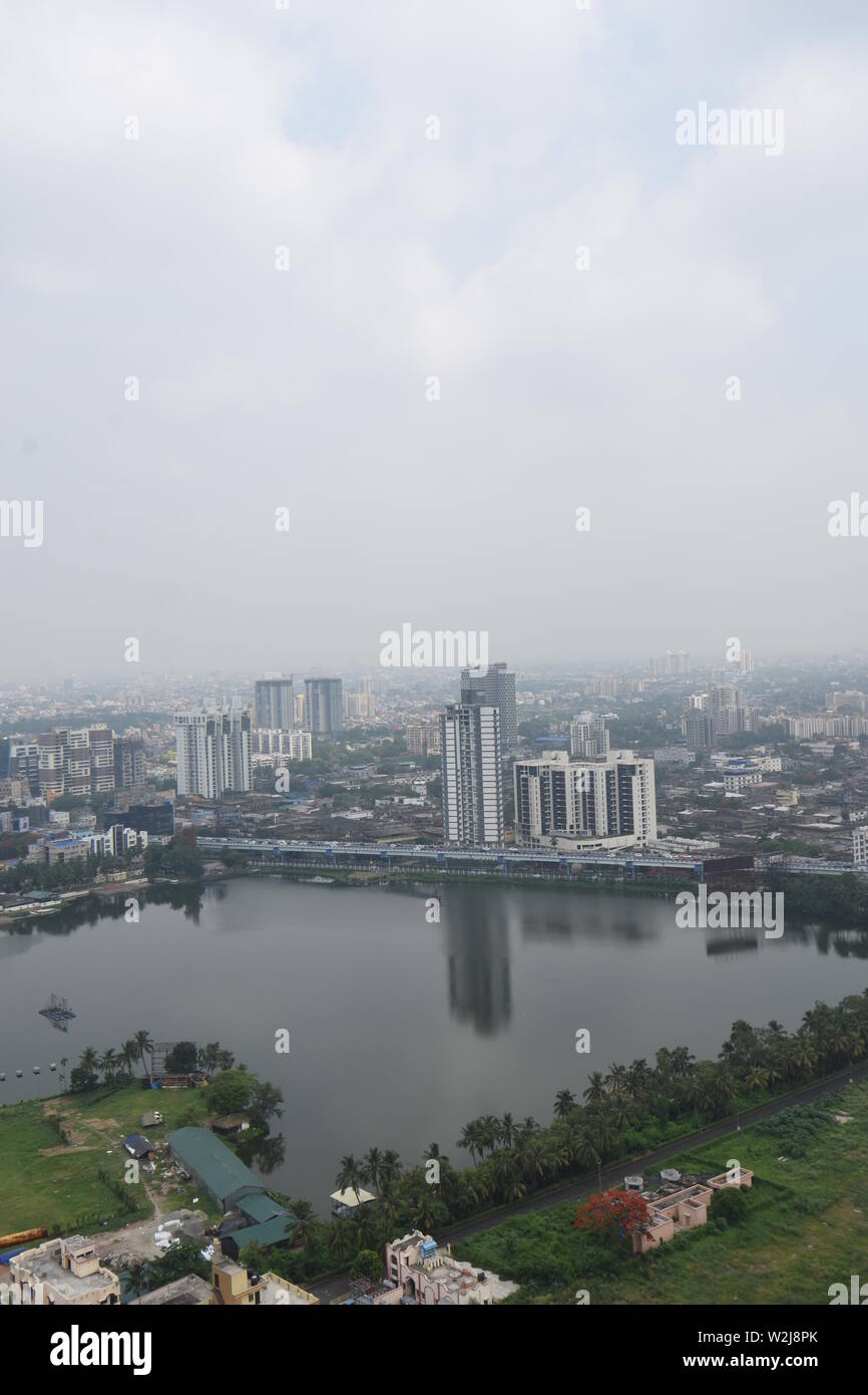 Vista in elevazione del Lago Mirania, Topsia, Calcutta, India. Foto Stock