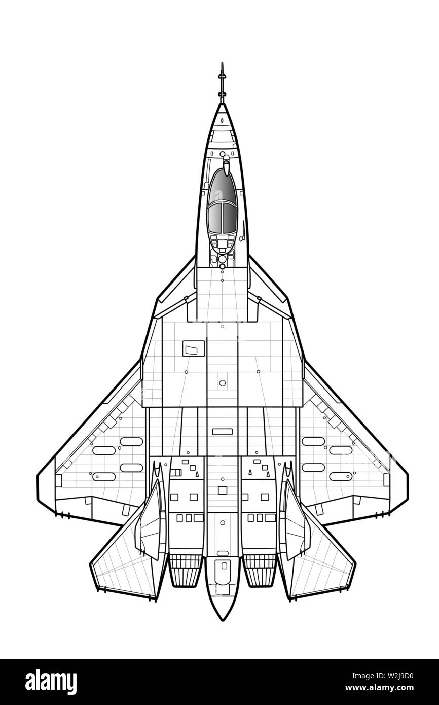 Il nuovissimo Russian jet fighter aircraft. Tracciato di vettore Illustrazione Vettoriale
