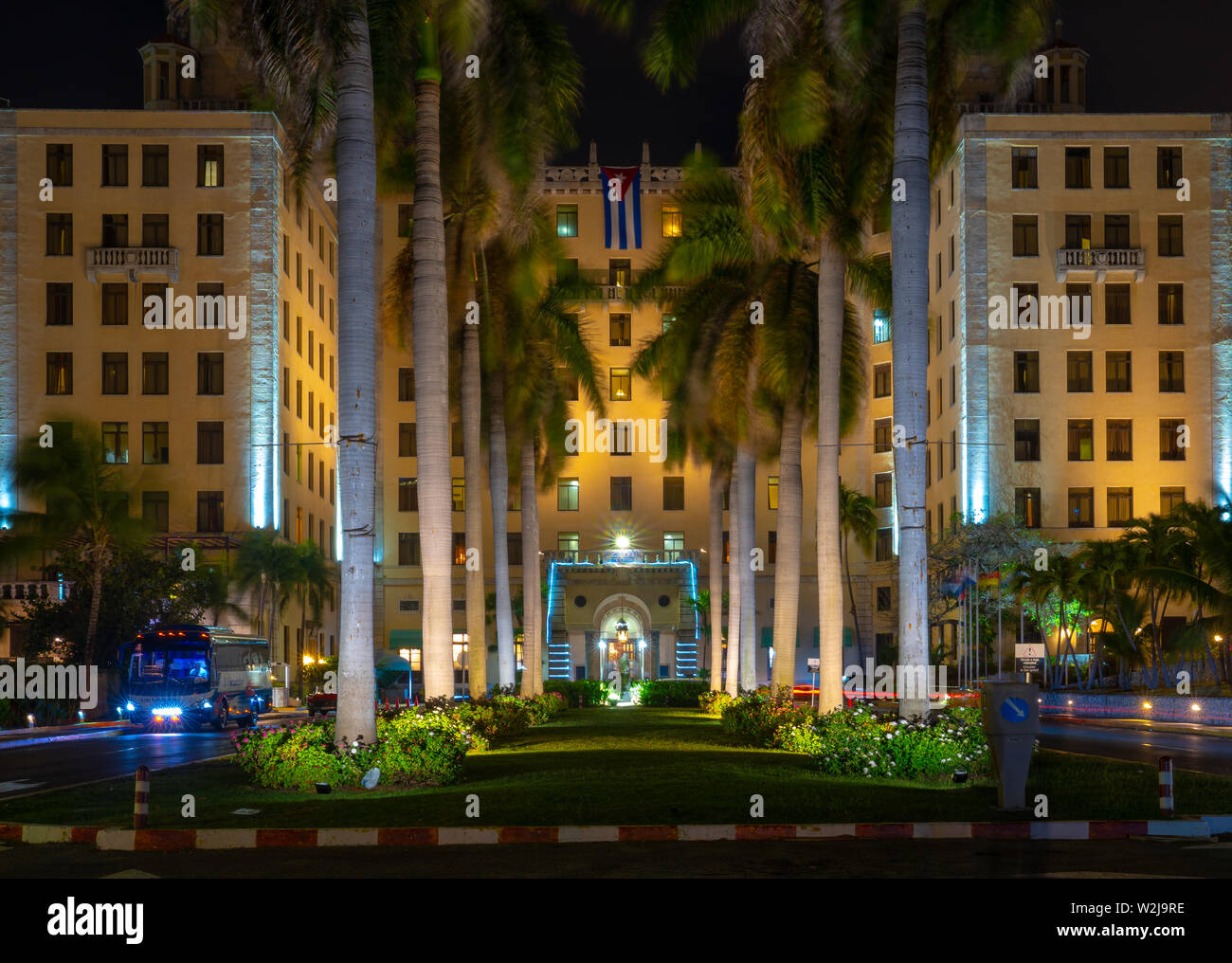 L'Avana, Cuba - Gennaio 1, 2019: immagine dall'iconico Hotel Nacional de Cuba a notte. Foto Stock