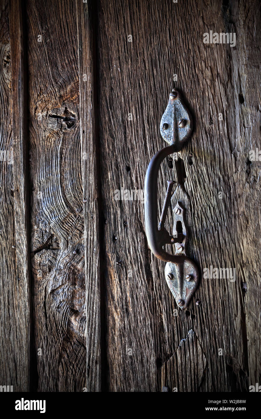 Partrishow chiesa in legno porta in legno di quercia Foto Stock