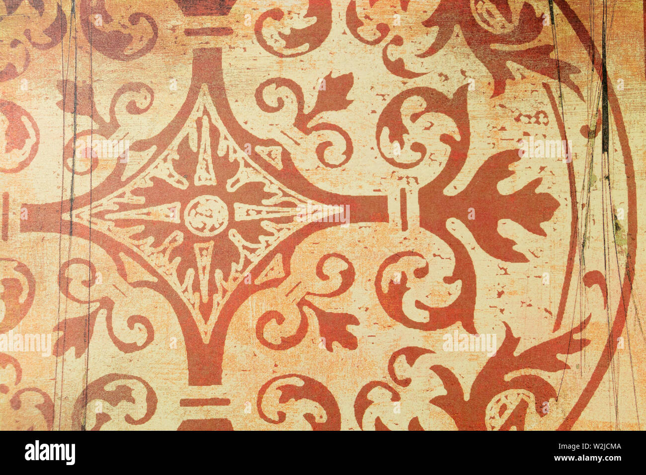 Ocra Gialla e risorse grafiche, ripetitive arabesque arte dco steampunk Foto Stock