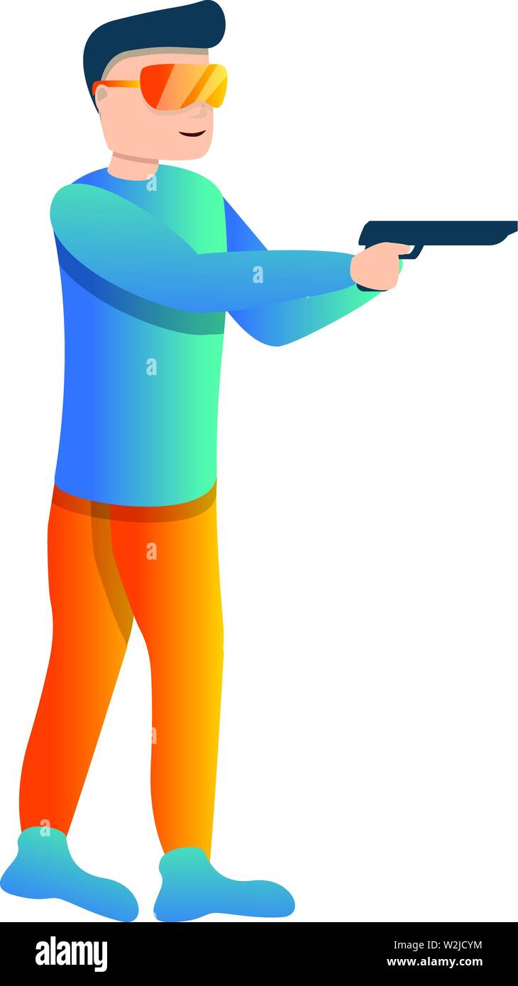 Pistola polizia icona di scatto. Cartoon della polizia pistola tiro icona vettore per il web design isolato su sfondo bianco Illustrazione Vettoriale