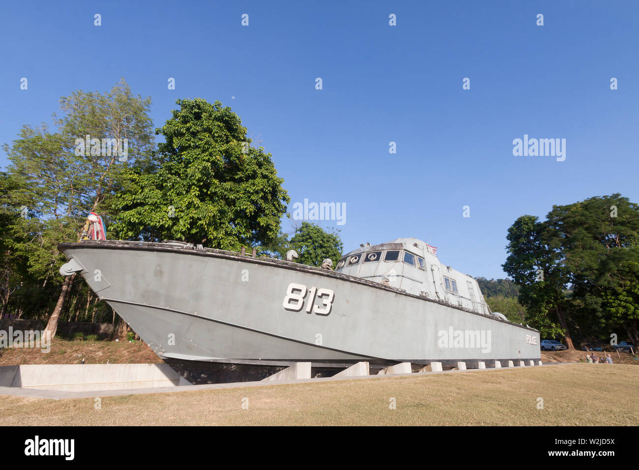 Tsunami barca di polizia 813 a livello internazionale Tsunami Museum di Phang nga, Thailandia. Foto Stock