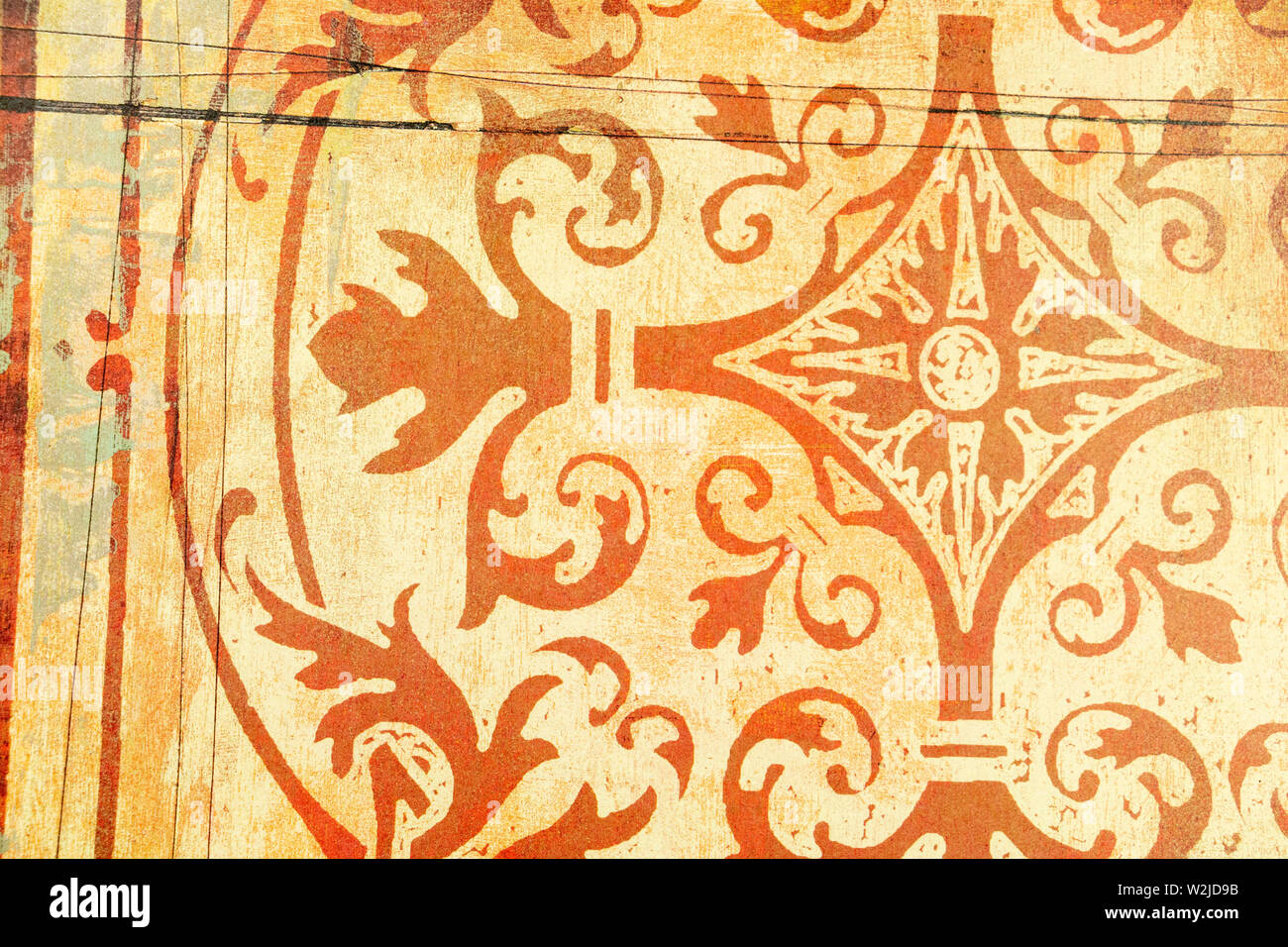 Ocra Gialla e risorse grafiche, ripetitive arabesque steampunk art deco pattern Foto Stock