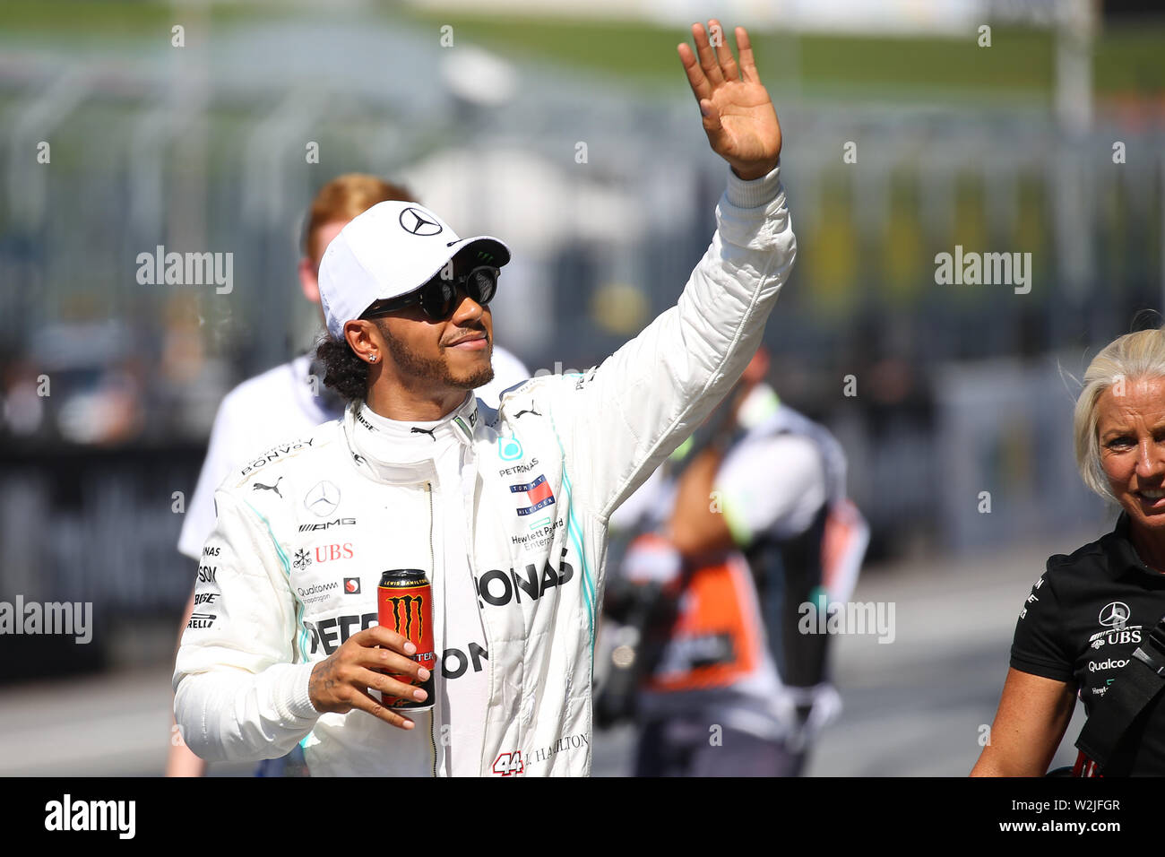 Lewis Hamilton, Mercedes AMG F1 W10 EQ Power+, Mercedes AMG F1, gp austriaco 2019, Spielberg Foto Stock