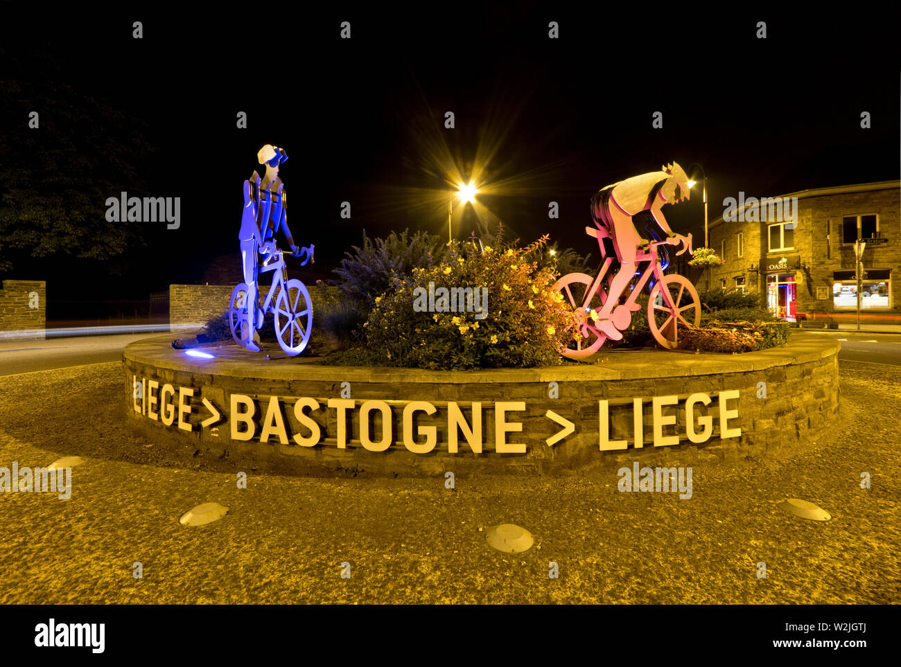 Illustrazione nella città di Bastogne. Ardenne, Belgio, Europa. Foto Stock