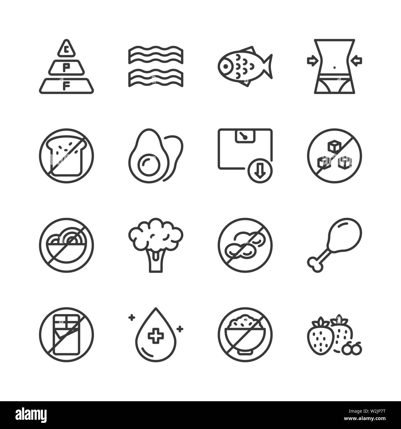Dieta Ketogenic icon set.illustrazione vettoriale Illustrazione Vettoriale