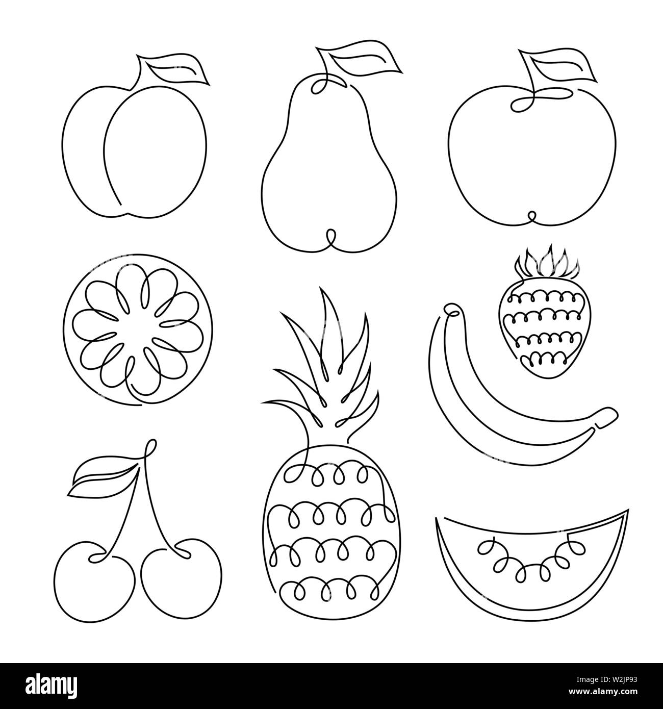 Line drawing fruits immagini e fotografie stock ad alta risoluzione - Alamy