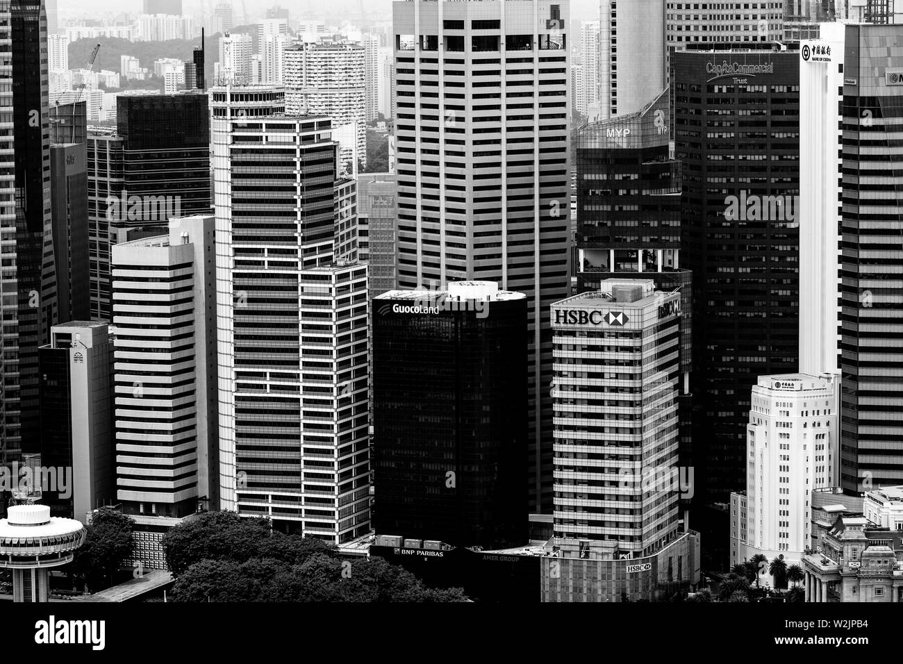 La skyline di Singapore, Singapore, Sud-est asiatico Foto Stock