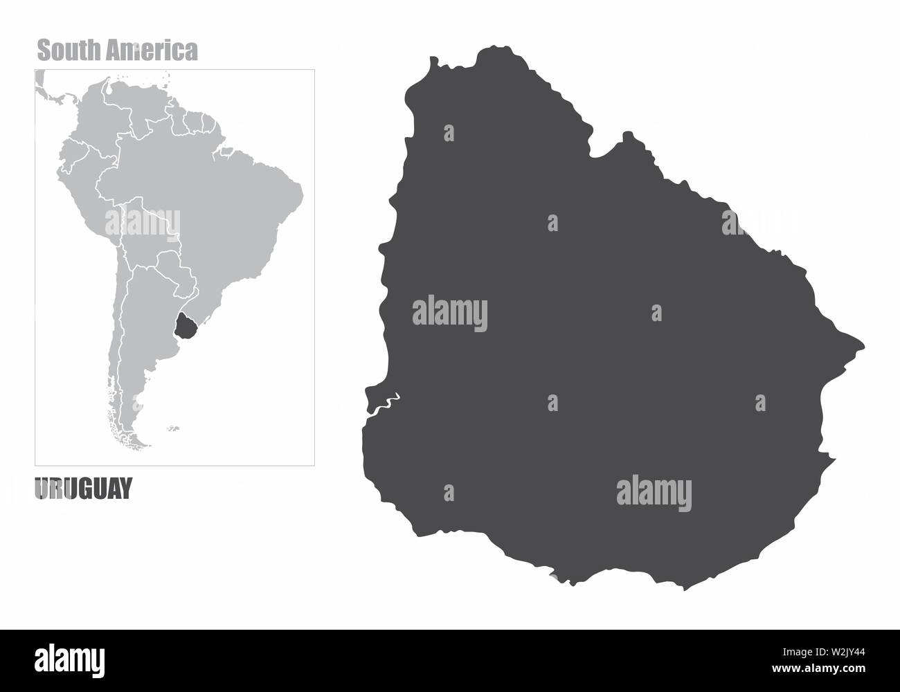 Uruguay silhouette mappa Illustrazione Vettoriale