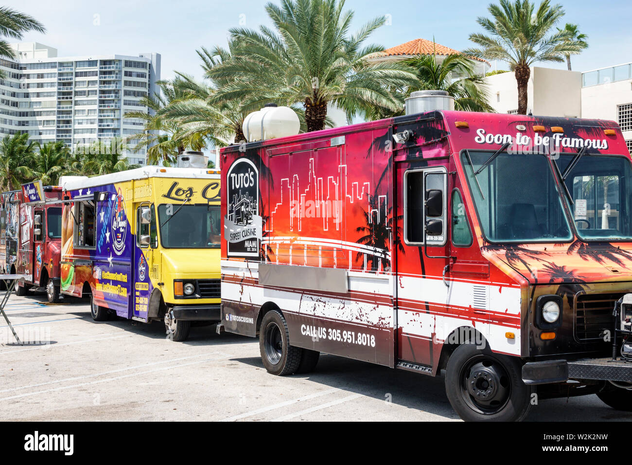 Miami Beach Florida, North Beach, Fire on the Fourth Festival 4 luglio evento annuale, food furgoni, visitatori viaggio turistico tour punto di riferimento Foto Stock