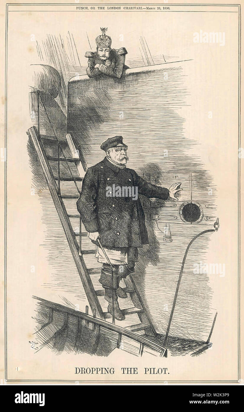 OTTO von Bismarck (1815-1898) tedesco più. 'Dropping il pilota' cartoon da John Tenniel nel punzone magazine 29 Marzo 1890 Foto Stock